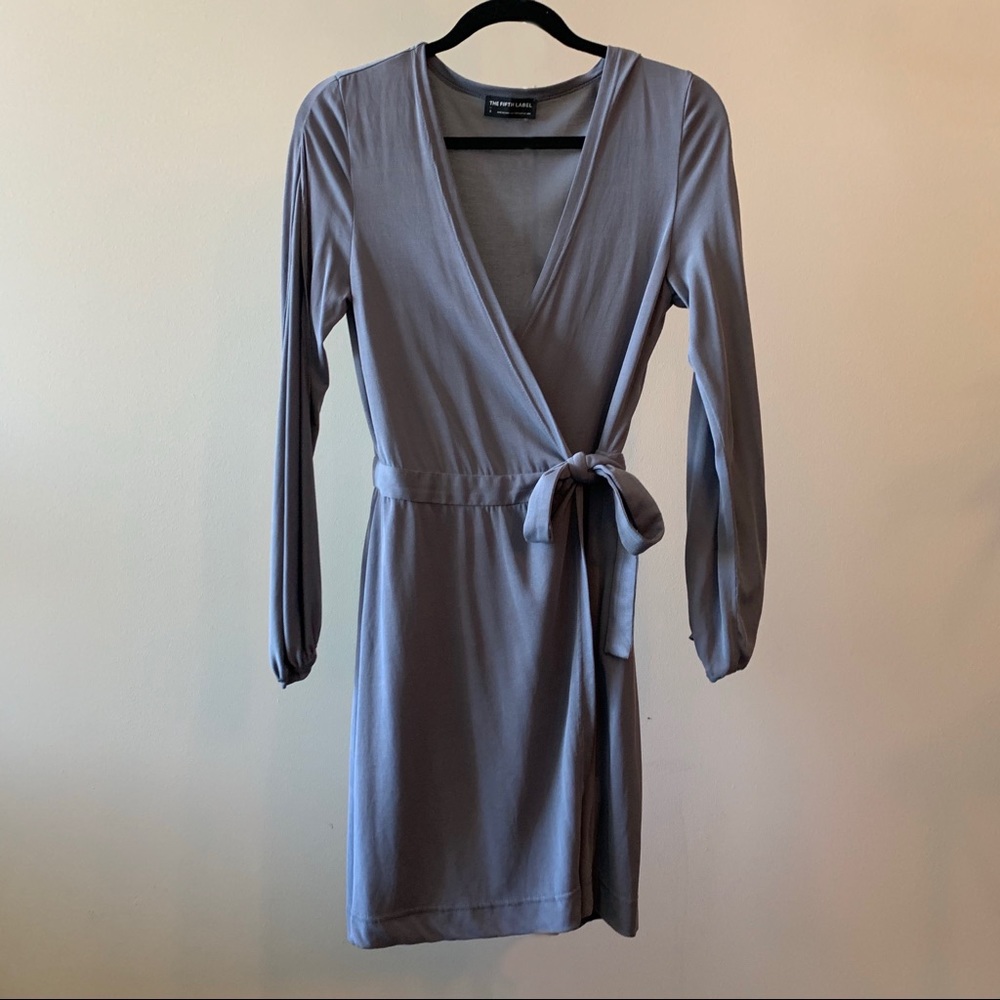 Fifth Label long sleeve wrap mini dress, Blue, S